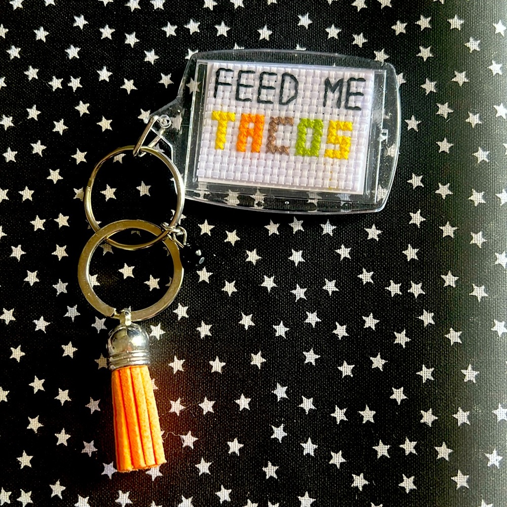 Feed Me Tacos Hand Stitched keychain